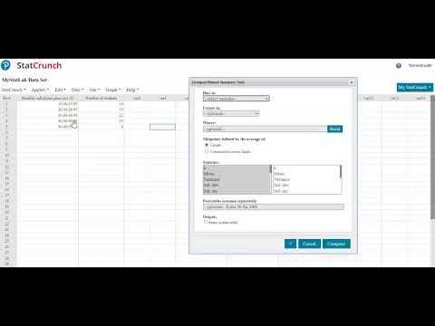 Math 14 Section 3.3 Using StatCrunch to find Mean, Standard Dev. & Variance with Classes