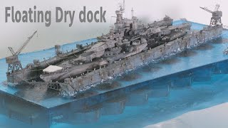 USS West Virginia & USS Artisan (ABSD1)  Floating dry dock 1/700 scale epoxy resin diorama