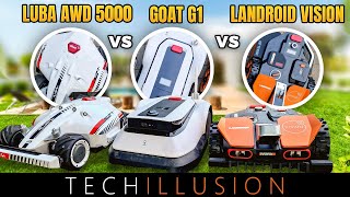 THE ULTIMATE COMPARISON of the 3 BEST robotic mowers WITHOUT boundary wire!  LUBA / Goat / Vision