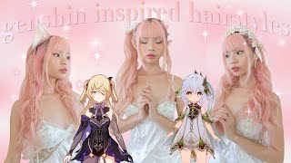 NEW 6 daily hairstyles inspired by genshin impact characters! nahida, nilou, fischl + more! 🌿🌼