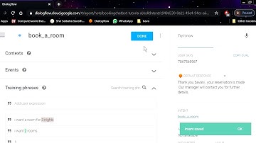 Creating intents and enabling small talk in dialogflow.