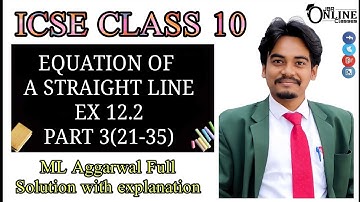ICSE CLASS 10 EQUATION OF ST. LINE EX 12.2 PART 3(21-35)◆ML AGGARWAL SOLUTION◆JBR ONLINE CLASSES