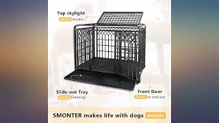 SMONTER 46" Heavy Duty Dog Cage Strong Metal Crate Round Corner Design Pet Kennel review