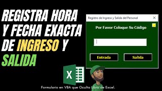 🟢 Formulario Para Registrar Fecha y Hora de Ingreso y Salida del Personal de Empleados. Userform VBA screenshot 5