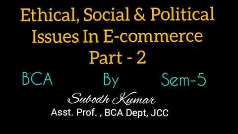 Ethical, Social & Political Issues In E-commerce|Part-2|BCA Sem-5|Subodh Kumar