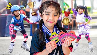 SAMANTHA JUARA 1 LOMBA SEPATU RODA !! DAPAT MEDALI EMAS DI BALI !!