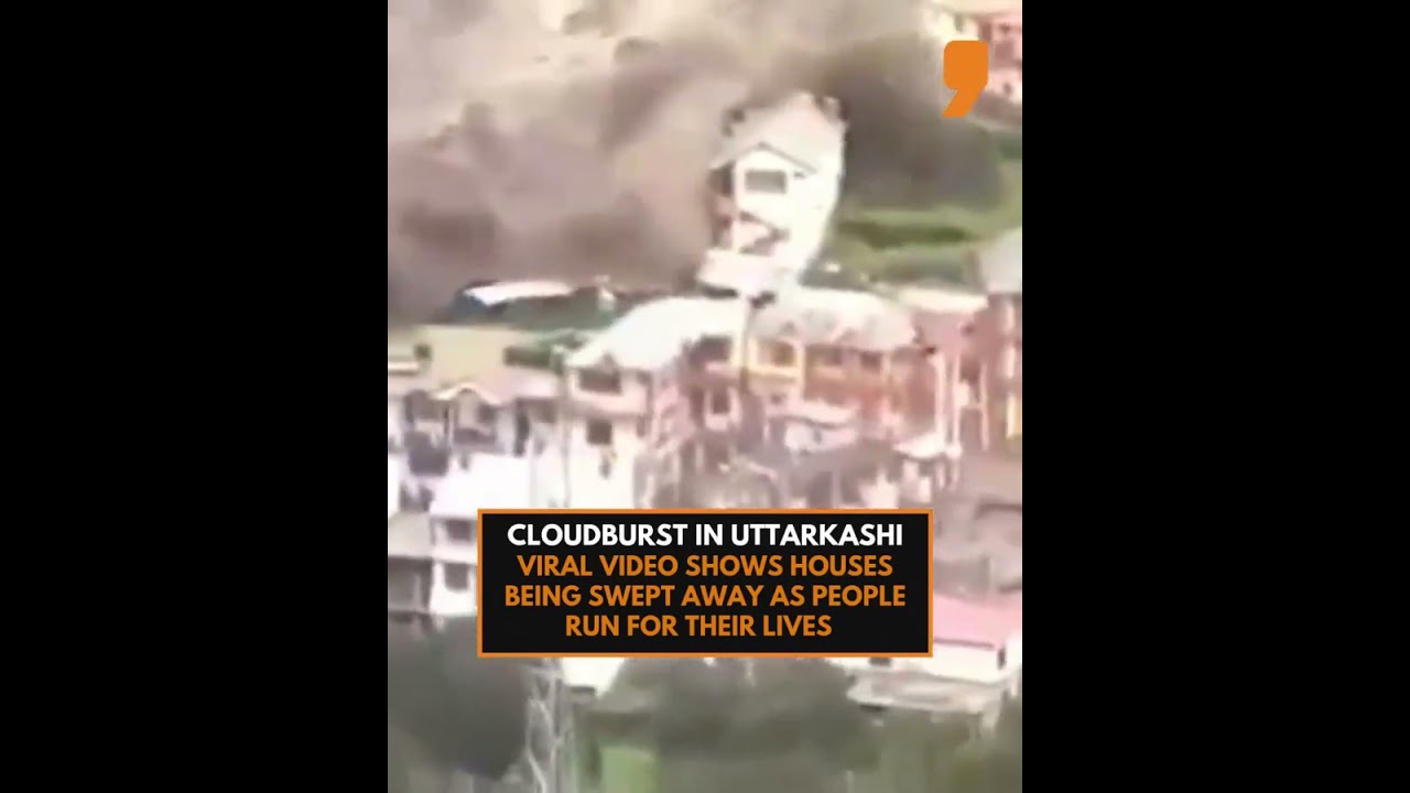 Houses Swept Away In Uttarkashi Cloudburst Shocking Video Shows People Running For Life News9