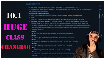 HUGE 10.1 Class and PvP Changes