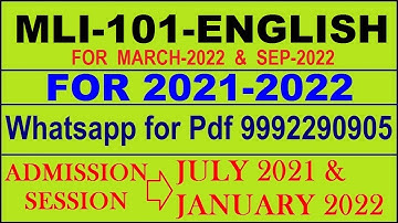 MLI 101 Solved Assignment 2021-22 in ENGLISH,  Whatsapp For Pdf  9992290905.