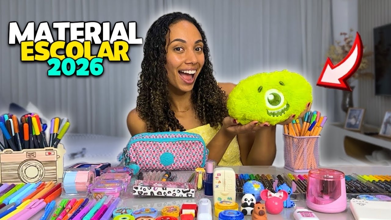ORGANIZANDO MEU ESTOJO 2026 COM NOVIDADES DE MATERIAL ESCOLAR! 