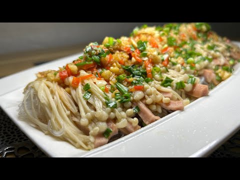 蒜蓉金针菇 | 做法简单又美味 超级下饭！| 快手年菜食谱 | Enoki Mushroom with Minced Garlic | CNY Recipe