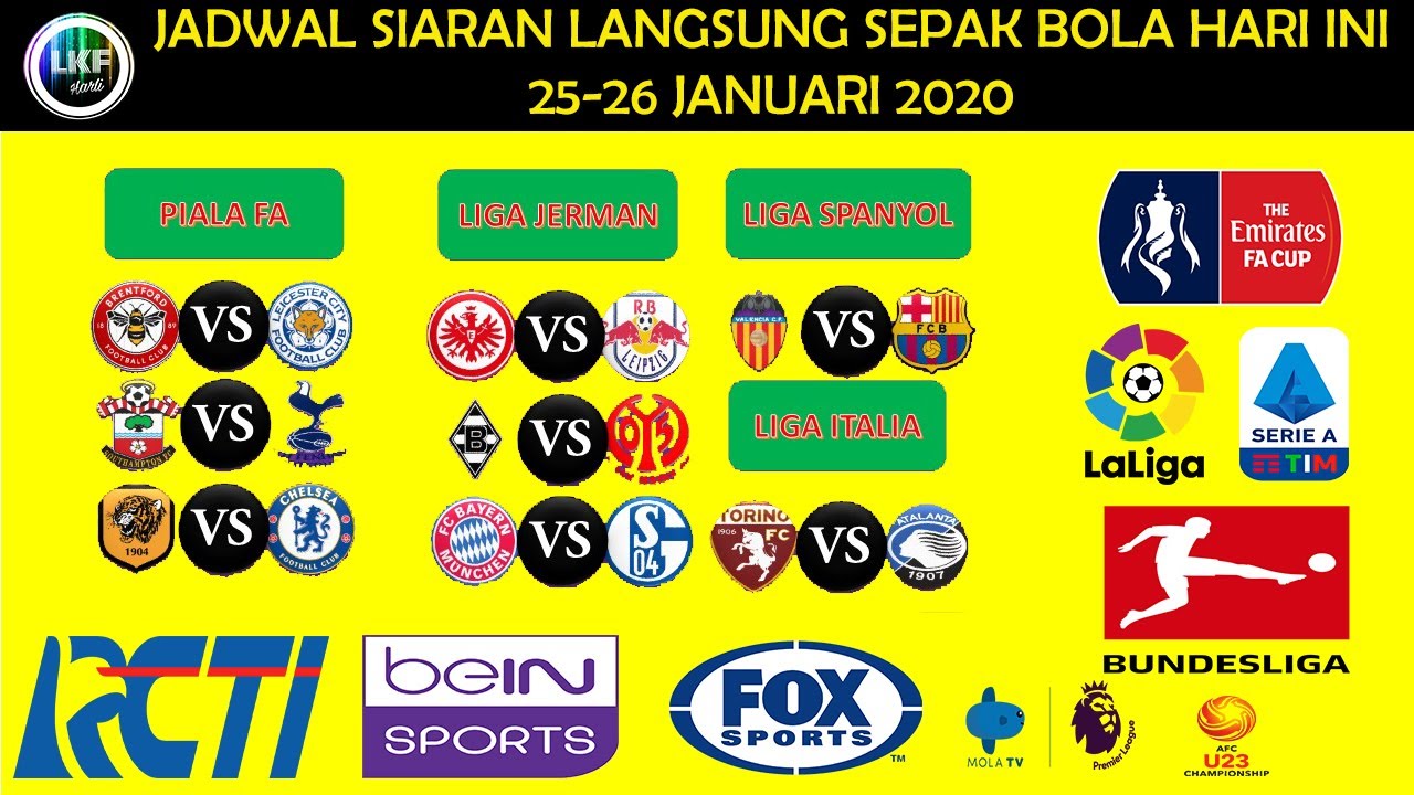 Jadwal Siaran Langsung Sepak Bola Hari Ini (25-26 Januari ...