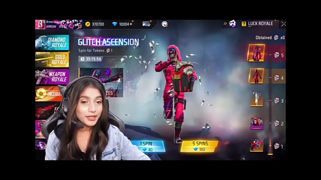 V Badge Girl Spend 10000 DiamondsFree Fire Max |  