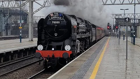 BR Standard Class 7, 70000 Britannia passing Stafford at speed!