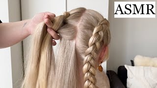 ASMR | SATISFYING HAIR STYLING W. FRIEND 💖 Beautiful Dutch Braids (hair play, brushing, no talking)