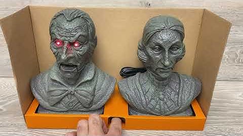 Animated Halloween Props Talking Busts Interactive Motion Sensor 9 inch