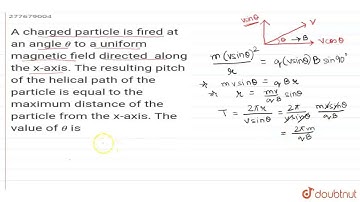 A charged particle is fired at an angle theta to a uniform magnetic field directed along the x ...