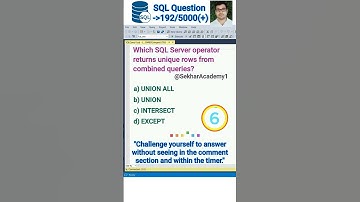 SQL 192 || #shorts #ytshorts #youtubeshorts #sql #interview #reels #quiz #gk #coding@sekharacademy
