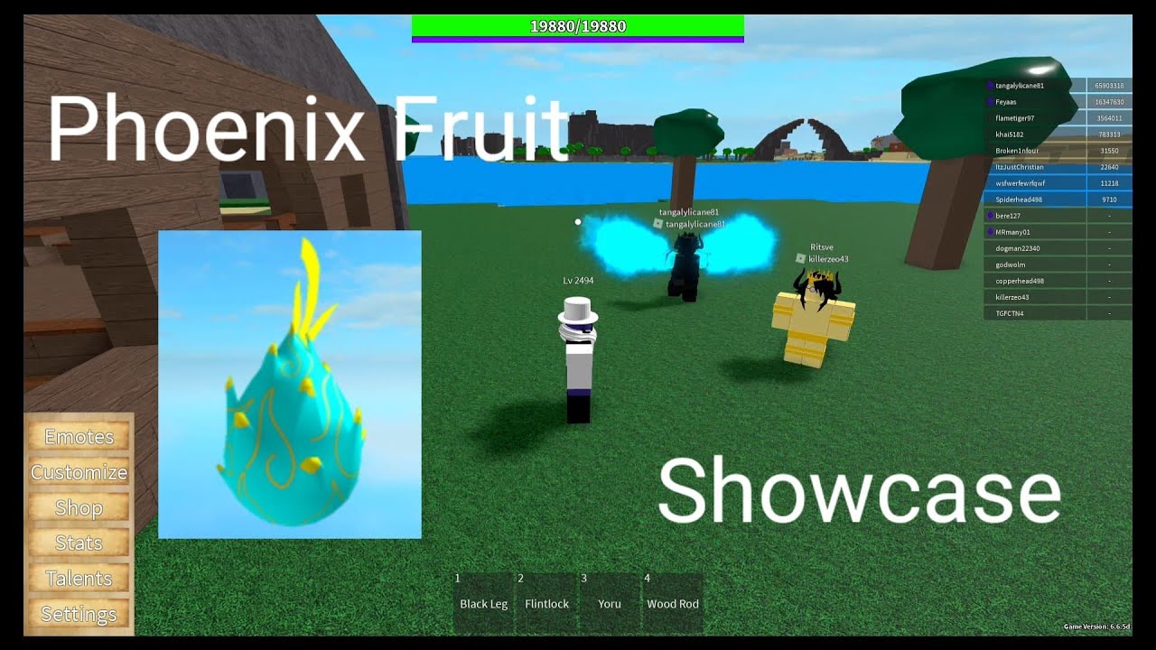 PHOENIX FRUIT SHOWCASE IN A ONE PIECE GAME (ROBLOX) 