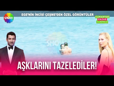 Sinem Kobal ve eşi Kenan İmirzalıoğlu Çeşme denizinde aşk yaşarken görüntülendi!