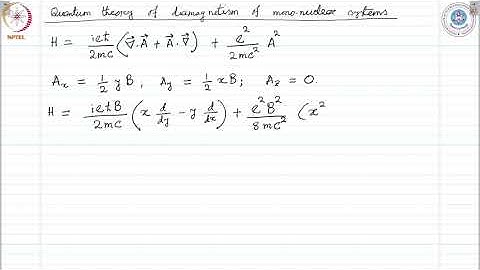 mod07lec57 - Quantum theory of diamagnetism