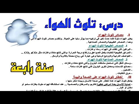 درس تلوث الهواء السنة الرابعة الإيقاظ العلمي  