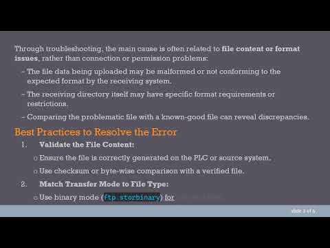 Troubleshooting FTP 451 Error Closing File--[5370]-- When Sending Files from PLC via Python
