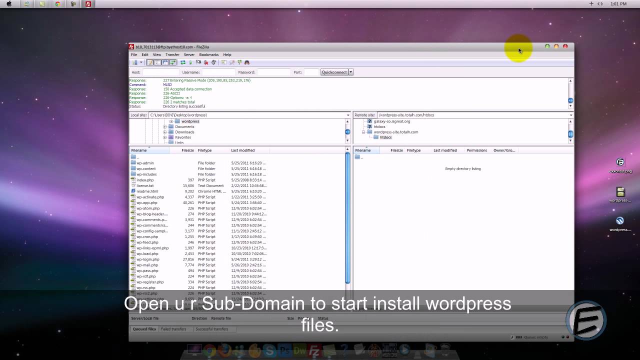 How to install WordPress on free hosting using FileZilla - YouTube