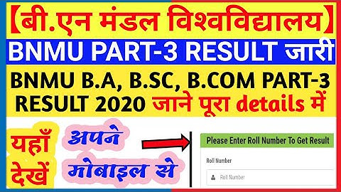 BNMU PART 3 RESULT 2020//BN MANDAL UNIVERSITY PART 3 RESULT 2020//BNMU PART 3 MARKSHEET DOWNLOAD