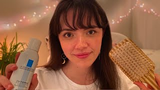 ASMR ❄ Cozy Winter Personal Attention (skincare, hairbrushing, counting freckles, ear cleaning)