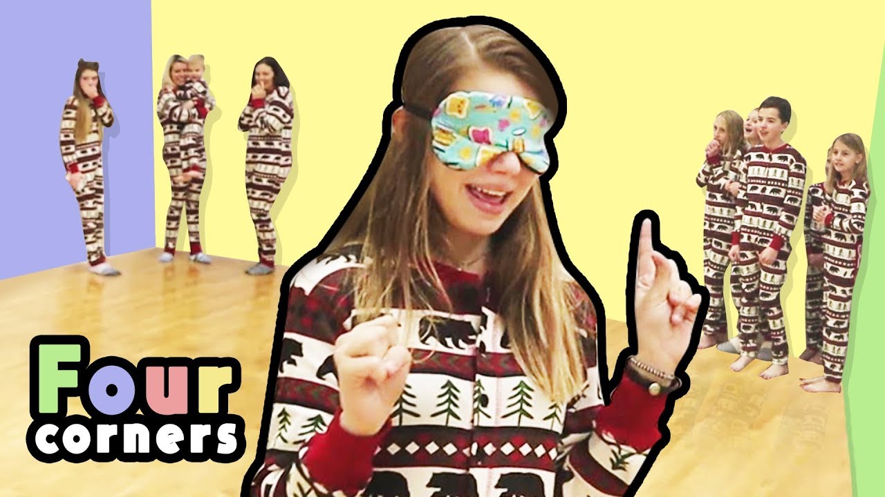 Four Corners in Jammies with That YouTub3 Family! | Four Corners Blindfolded!