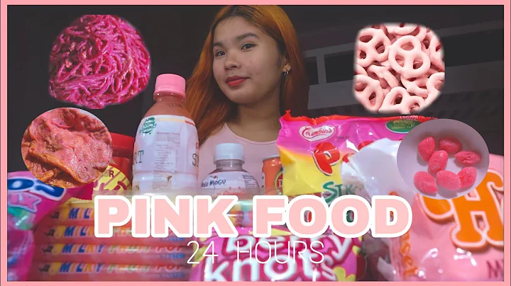 Eating only PINK food for 24 Hours Challenge | Aly...