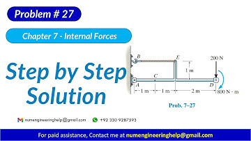 7–27. Determine the internal normal force, shear force, and moment#statics