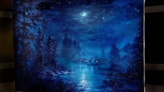 Moonlight on the Lake  Oil Painting Demo