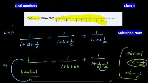 If abc=1 show that 1/1+a+b^-1+1/1+b+c^-1+1/1+c+a^-1=1 | Ch-1 Number Systems | Class 9