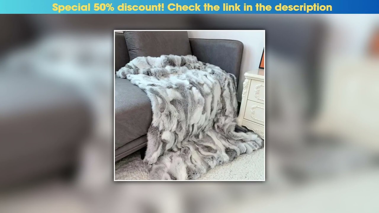 Flash Sale Custom Made Patchwork Rabbit Real Fur Throw Blanket, Fur Rug, CX-D-12/Z•••••••••••••••••