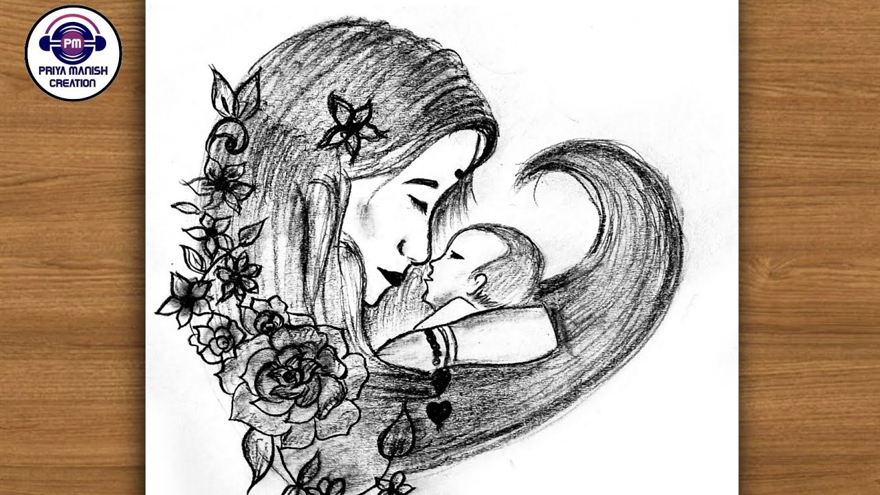 #sketch #motherlove #sketches How to draw mother and son sketch