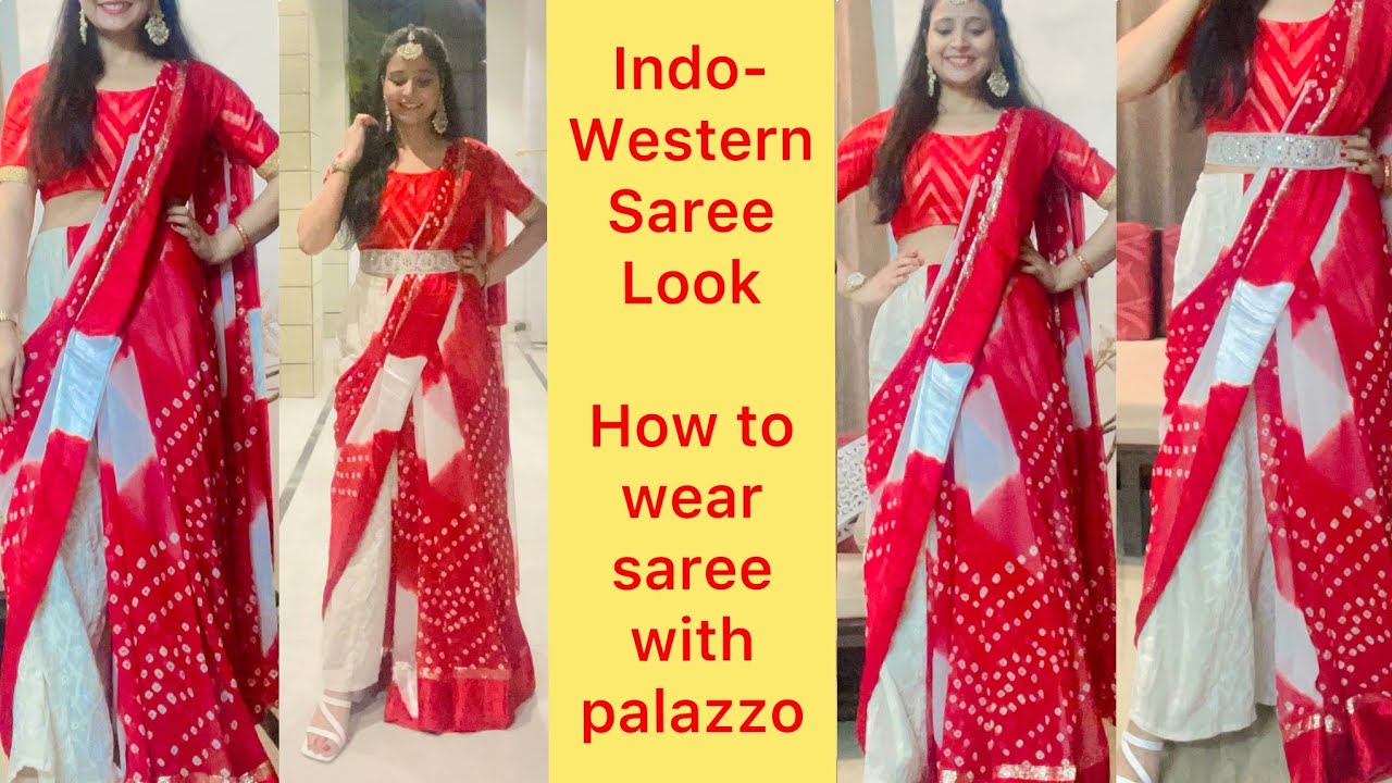 Western styles saree draping || Indo western saree draping styles || How to  wear saree with pants - YouTube