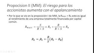 Estructura de Capital: proposiciones I y II de Modigliani y Miller (sin impuestos)