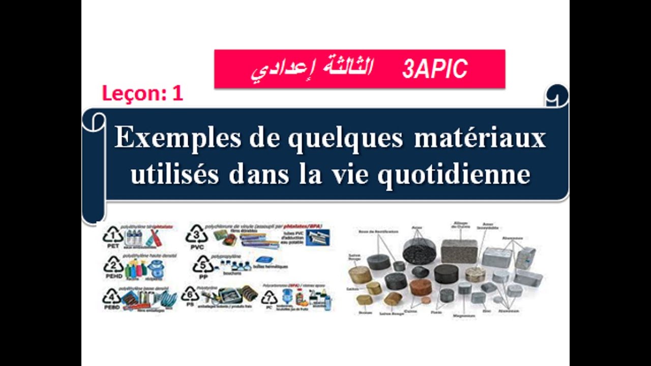 Exemples de quelques matériaux utilisés dans notre vie quotidienne: 3