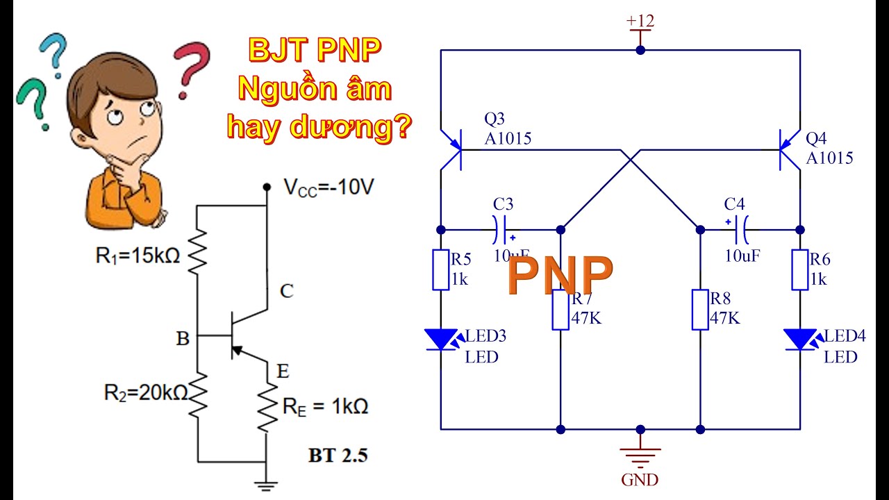 Transistor PNP sử dụng nguồn âm như thế nào? Mạch tạo dao động đa hài