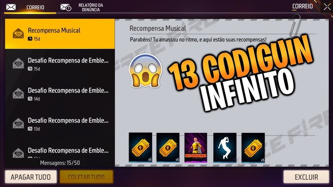 VAZOU! RESGATE GRÁTIS CODIGUIN GROZA EVOLUTIVA! COMO RESGATAR NOVO CODIGO  INFINITO 2023 FREE FIRE ff 