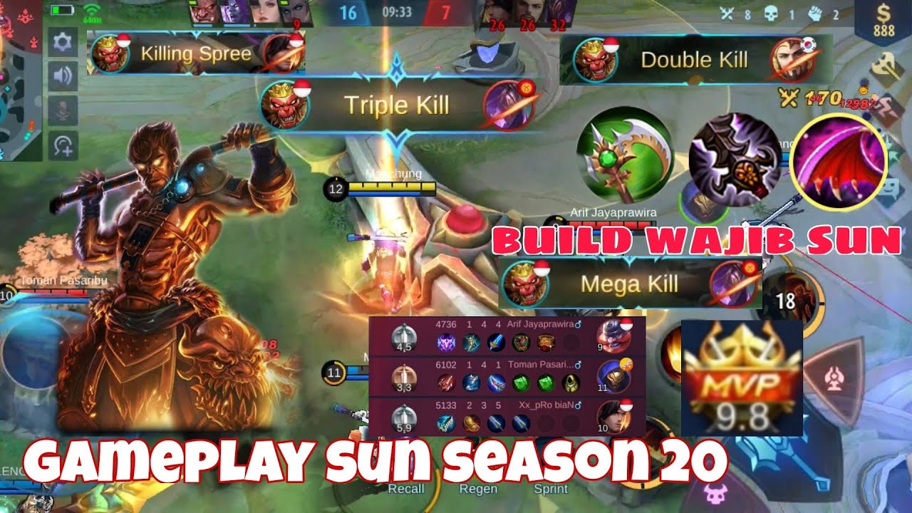 gameplay sun dan best build sun season 20 | solo rank di tier neraka (epic) road top 1 global sun