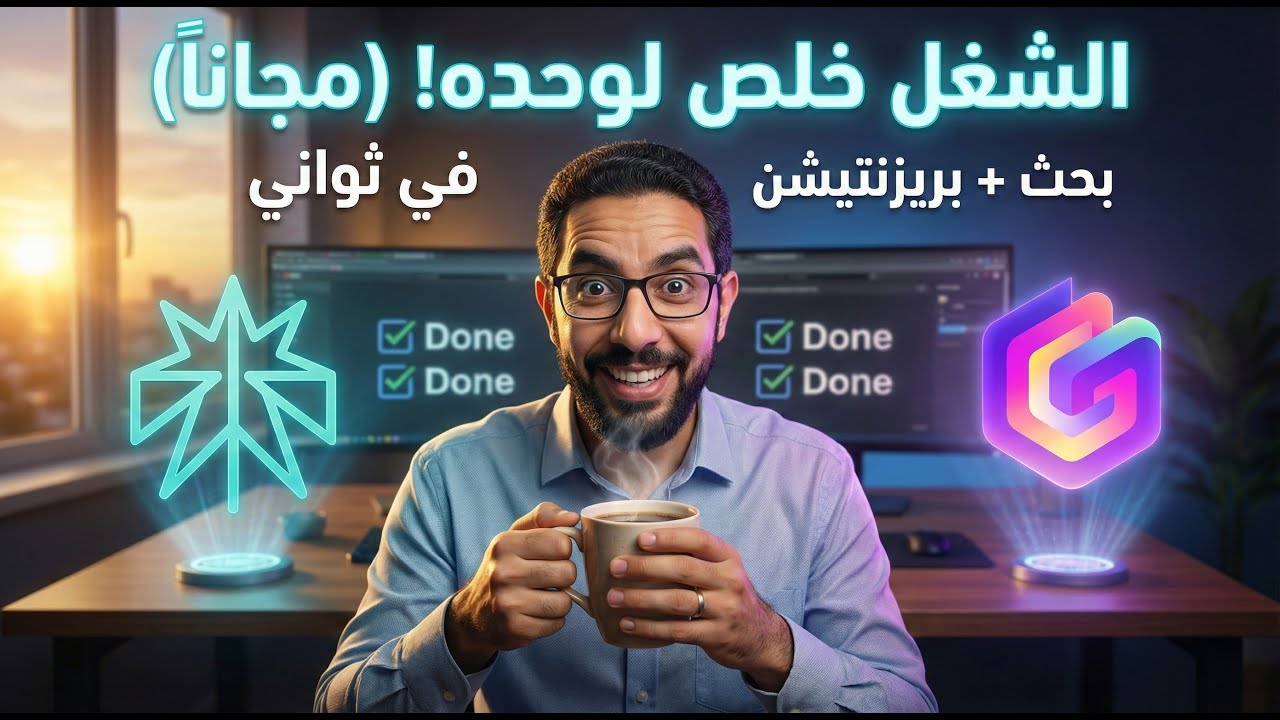 خلي الذكاء الاصطناعي يعملك باوربوينت وبحث أحترافي في دقائق(مجانااا)