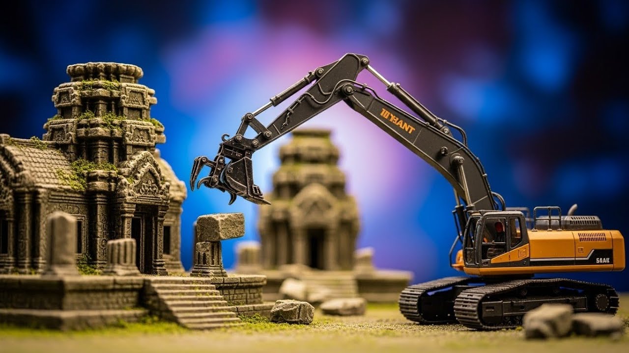 Miniature RC Excavator: The Ancient Ruins Rebuild Project! 🧱🔨