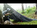 Amazing rain  relaxing camping in super heavy rain and thunder  solo camping in heavy rain asmr