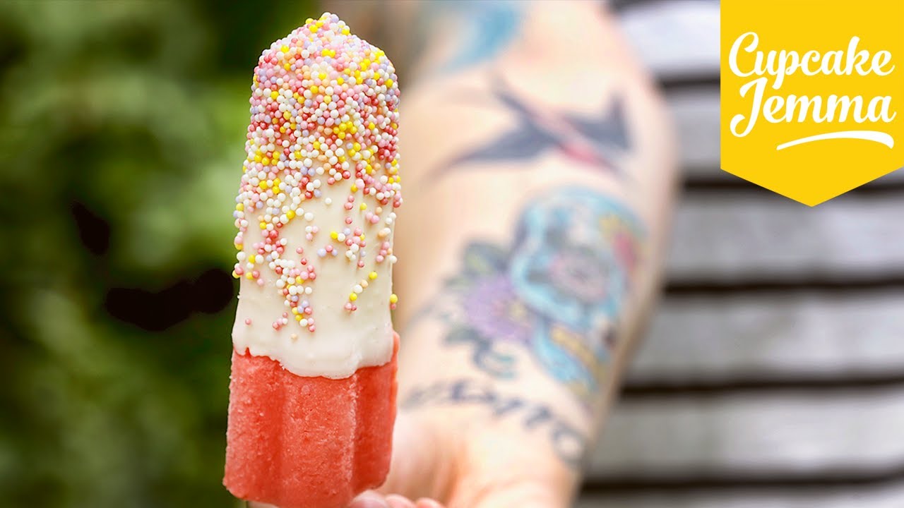 Strawberries & Cream Ice Lolly Recipe | Cupcake Jemma | CupcakeJemma