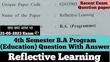 sol du B.A programme Reflective Learning Recent Question paper 4th semester 2023