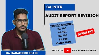 Details AUDIT REPORT REVISION INCLUDING CARO 2020 | CA INTER & FINAL | CA Mahamood Shaik Update