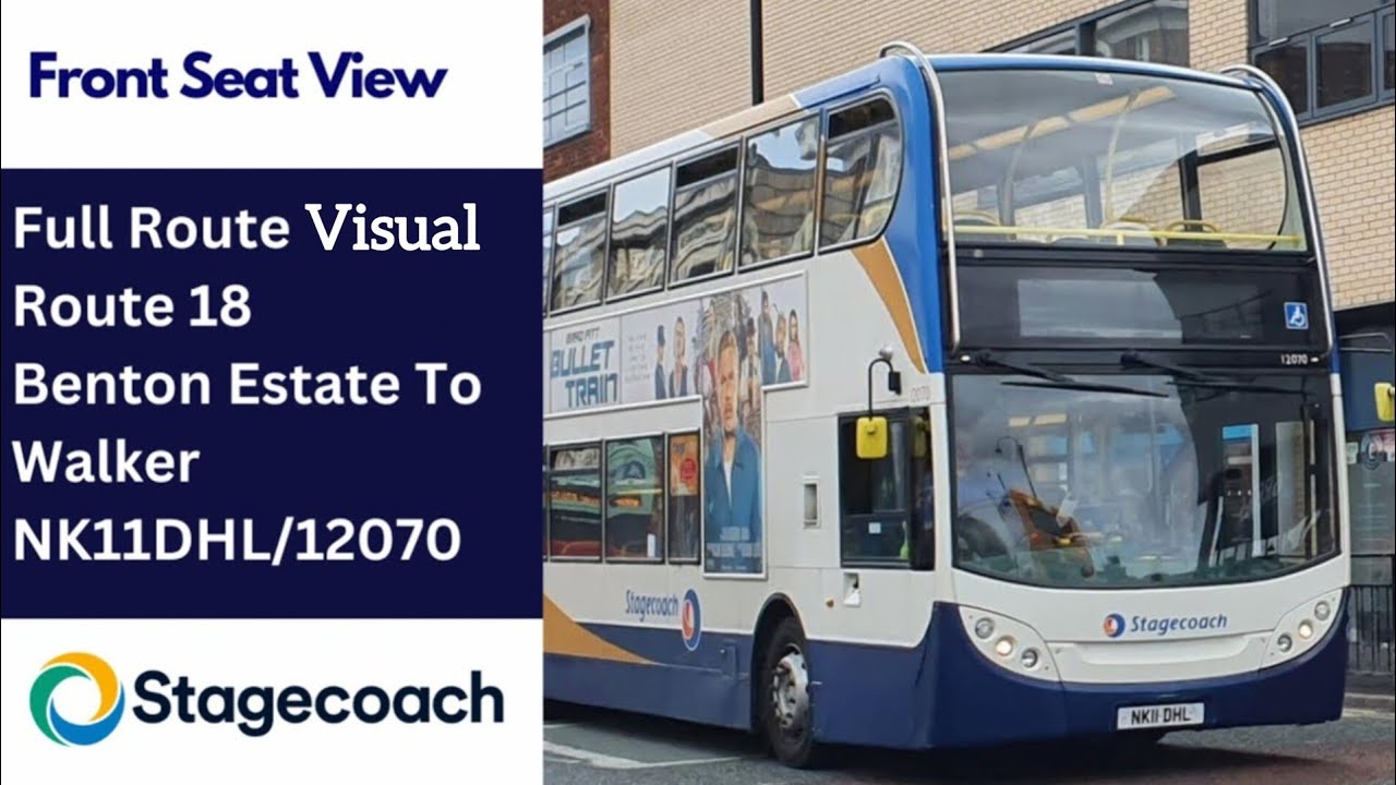Визуализация маршрута | Автобус Stagecoach NE, маршрут 18 - Бентон Эстейт - Уокер | NK11DHL/12070